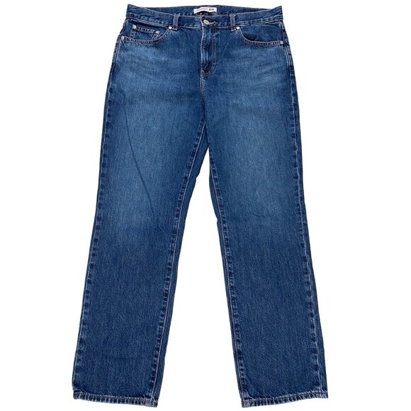 JW.Anderson x Uniqlo Crest Logo Straight Leg medium wash Jeans mens size 33x28.5 - Picture 1 of 7